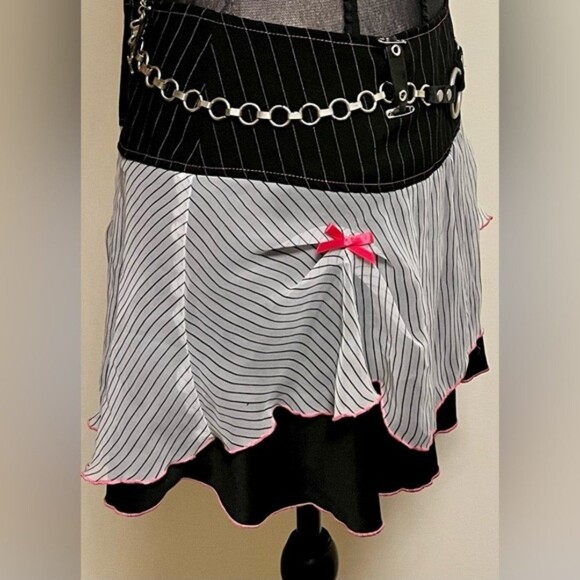 Vintage Y2K Serious Skirt Black with Sheer Top Layer and Pink Bow Details SZ L - Picture 2 of 11